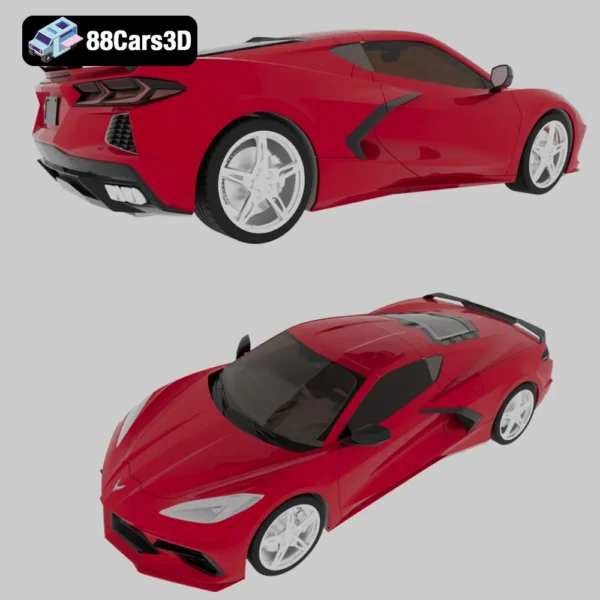 Corvette C8 3D Model Mid Engine Sports Car for Rendering