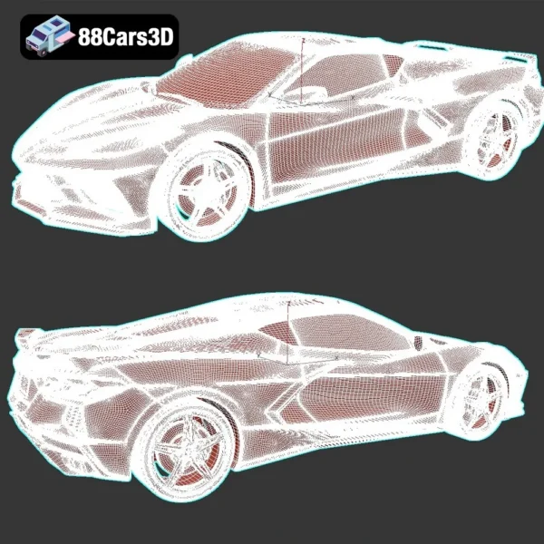 Corvette C8 3D Model Mid Engine Sports Car for Rendering