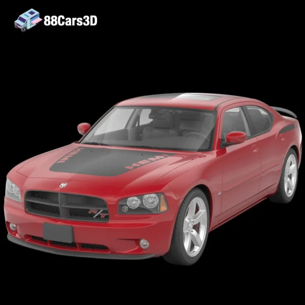 Dodge Charger 3D Model Muscle Sedan for Rendering Simulation & Game Use