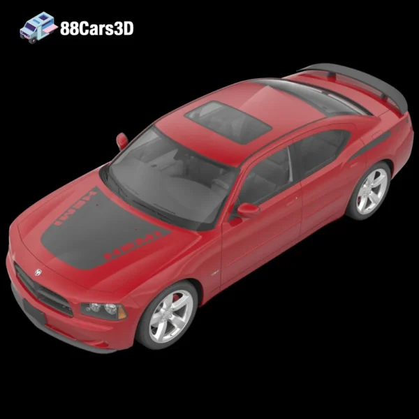 Dodge Charger 3D Model Muscle Sedan for Rendering Simulation & Game Use