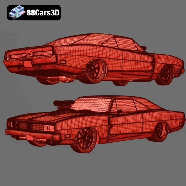 Dodge Charger 69 Custom 3D Model Classic Muscle Car Game Use