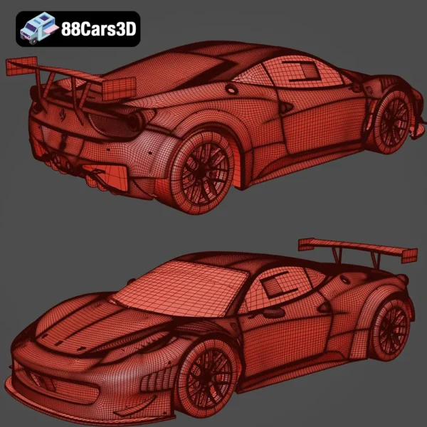 Ferrari 458 GT3 Race Car 3D Model Racing Vehicle  Game Use