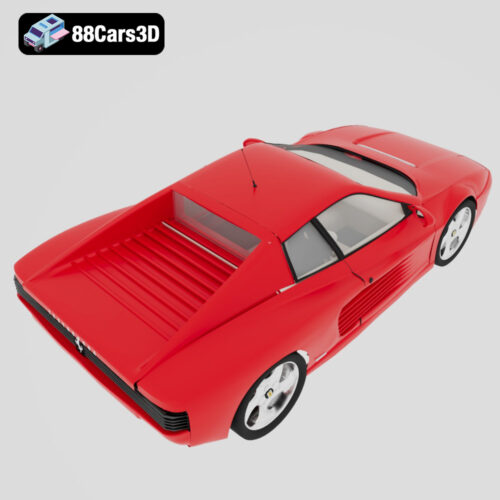 Ferrari Testarossa 3D Model Classic Italian Supercar for Rendering AR VR and Game Development