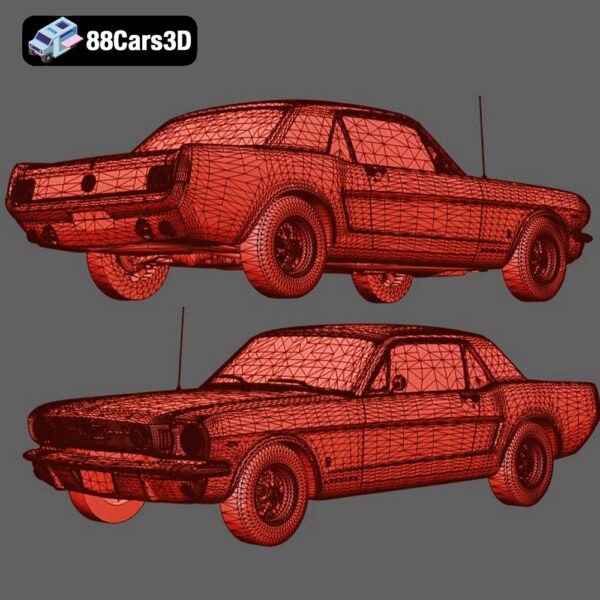 Ford Mustang GT Coupe 1965 3D Model Classic Pony Car