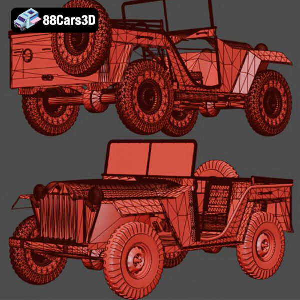 Gaz-67B-008 GAZ 67B 3D Model WWII Light 4x4 Utility Vehicle