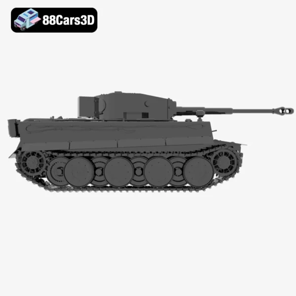 German Tiger Tank-002 German Tiger Tank 3D Model WWII Military Tank for Rendering