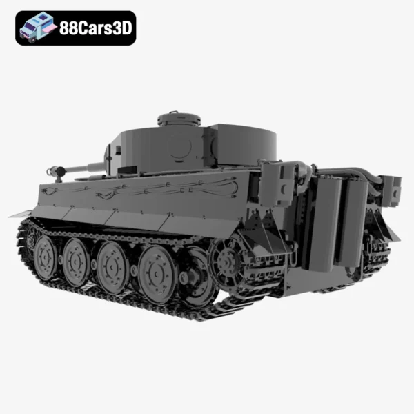 German Tiger Tank-003 German Tiger Tank 3D Model WWII Military Tank for Rendering