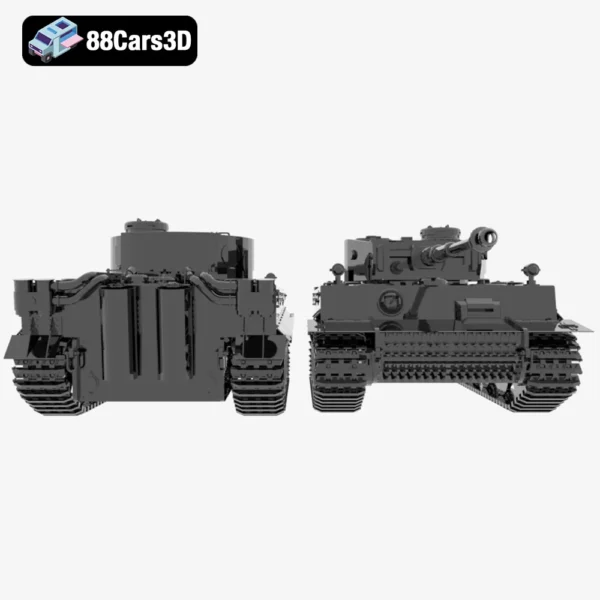 German Tiger Tank-005 German Tiger Tank 3D Model WWII Military Tank for Rendering