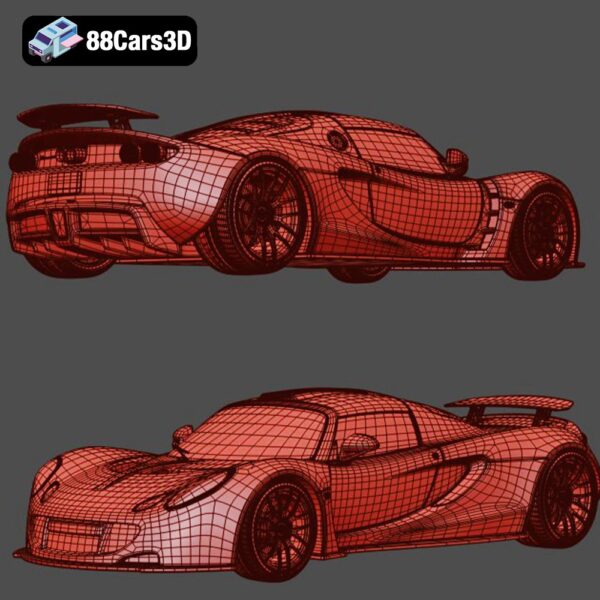 Hennessey Venom GT 2012 3D Model Lightweight Long Tail Hypercar