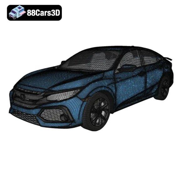 Honda Civic Si Sedan 0 6 Honda Civic Si Sedan 3D Model Sporty Compact Sedan for Rendering