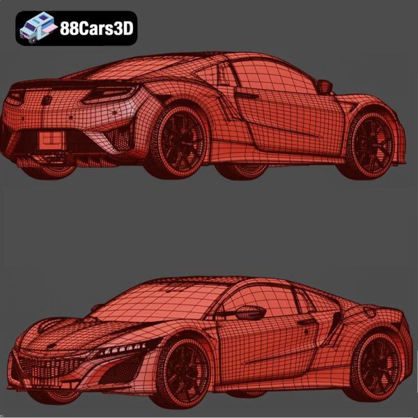 Honda NSX 2017 3D Model Hybrid Mid Engine Supercar