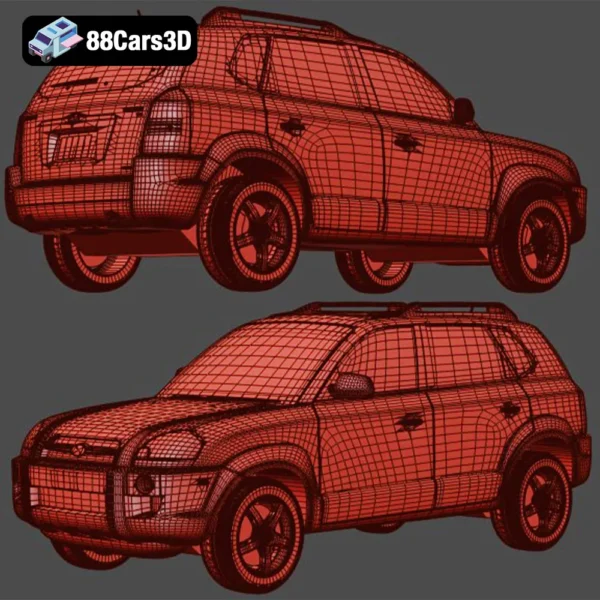 Hyundai Tucson 2005-008 Hyundai Tucson 2005 3D Model Compact Crossover SUV for Rendering