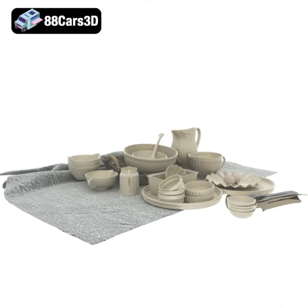 Kitchen Set 22 3D Model Modern Kitchen Furniture for Rendering
