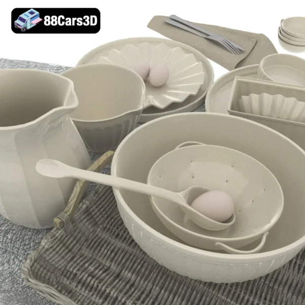 Kitchen Set 22 3D Model Modern Kitchen Furniture for Rendering