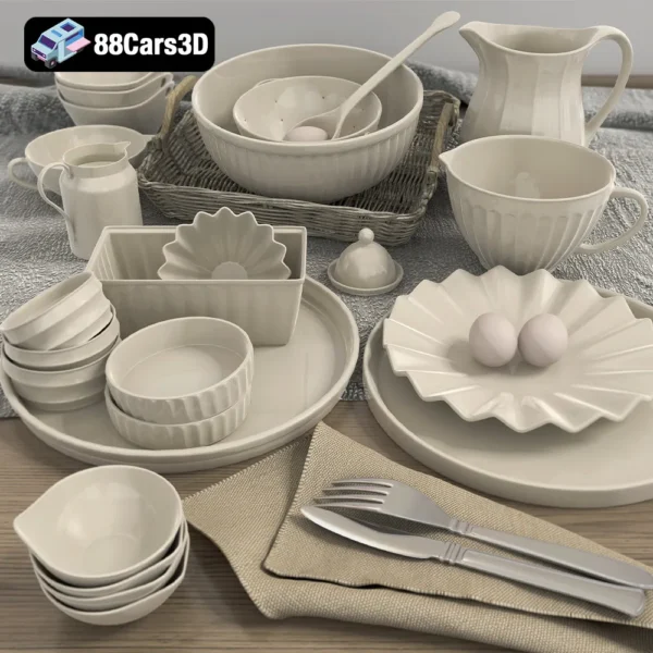 Kitchen Set 22 3D Model Modern Kitchen Furniture for Rendering