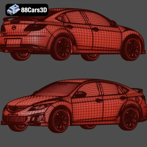 Mazda 6 GH 3D Model Mid-Size Sedan for Rendering Simulation & Game Use