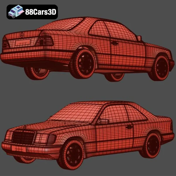 Mercedes-Benz E Class W124 Coupe 3D Model Classic Luxury Coupe for Rendering