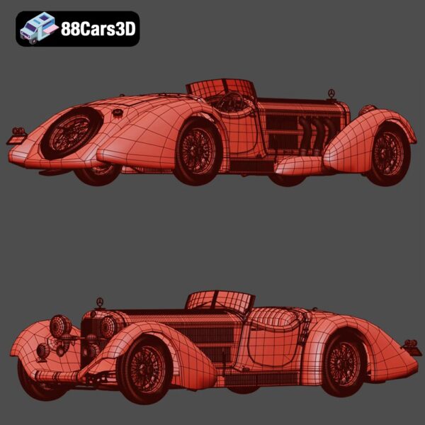 Mercedes Benz SS Roadster 3D Model Supercharged Pre War Classic 3D Printable STL