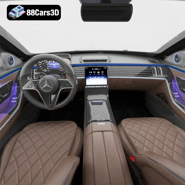 Mercedes-benz S400d 2021-005 Mercedes Benz S400d 2021 3D Model Luxury Sedan for Rendering