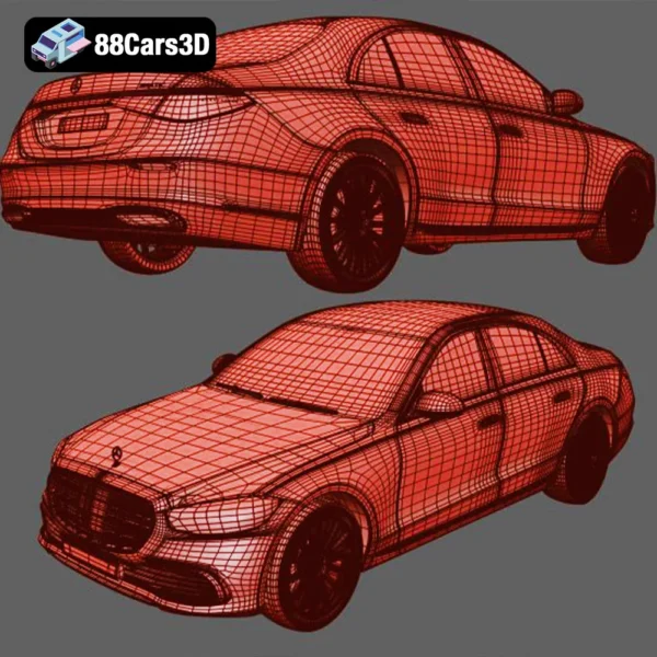 Mercedes-benz S400d 2021-006 Mercedes Benz S400d 2021 3D Model Luxury Sedan for Rendering