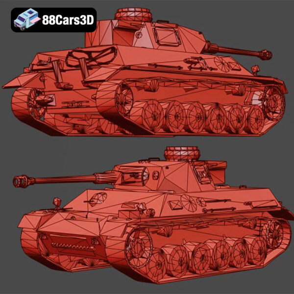 Panzerkampfwagen 3D Model German WWII Tank