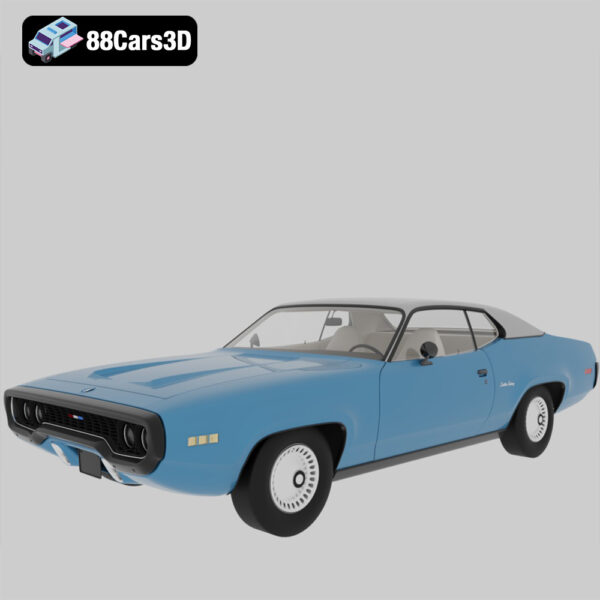 Plymouth Satellite Sebring 1971 3D Model Classic American B Body Coupe for Rendering Simulation and Game Us