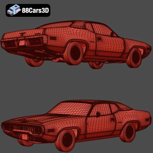 PlSS-008 Plymouth Satellite Sebring 1971 3D Model Classic American B Body Coupe for Rendering Simulation and Game Us