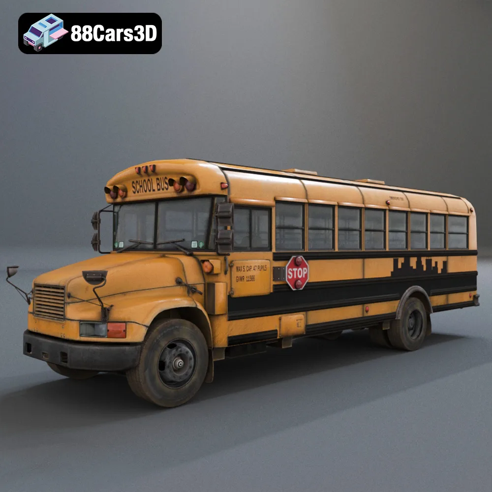 School Bus America 3D Model Classic Yellow Bus 3D Printable STL ...