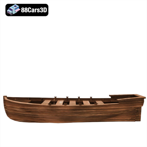 Shallop-001 Shallop 3D Model Historical Open Boat with Oars and Sail