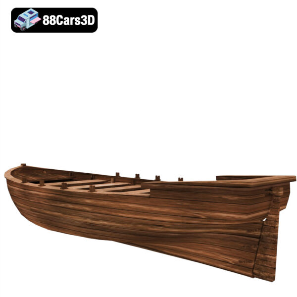 Shallop-002 Shallop 3D Model Historical Open Boat with Oars and Sail