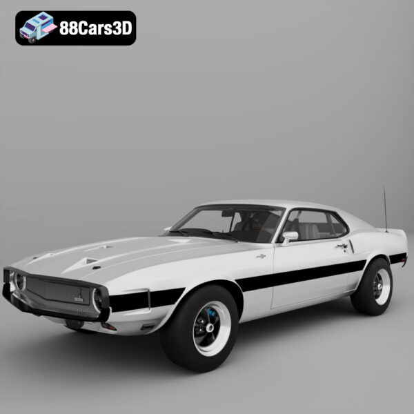 Shelby GT500 428CJ 1969 3D Model Classic American Muscle Car for Rendering, Simulation, and Game Development
