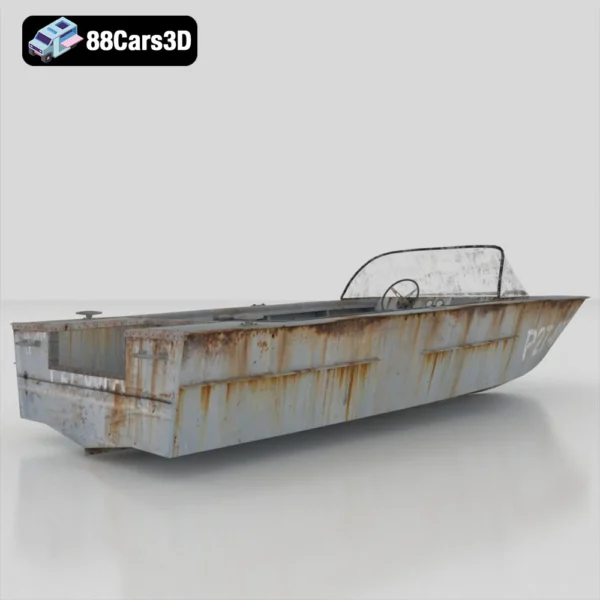 Soviet era Aluminum Boat 3D Model Classic Military Boat for Rendering