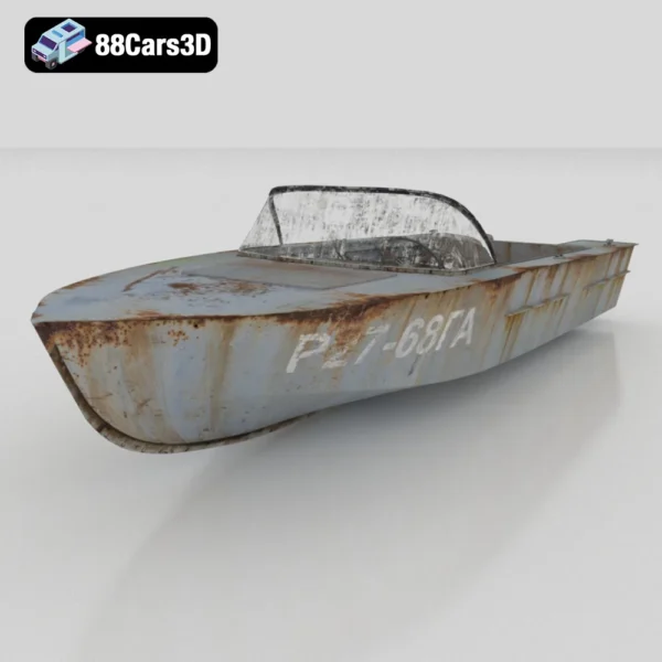 Soviet era Aluminum Boat 3D Model Classic Military Boat for Rendering