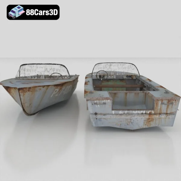 Soviet era Aluminum Boat 3D Model Classic Military Boat for Rendering