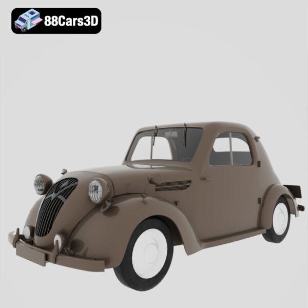 Simca 5 Red 3D Model Vintage French Microcar
