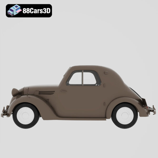 Simca 5 Red 3D Model Vintage French Microcar