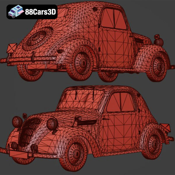 Simca 5 Red 3D Model Vintage French Microcar