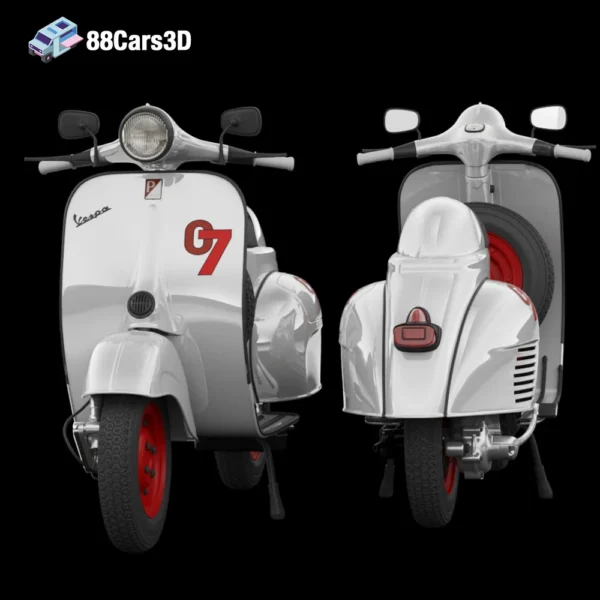 Vespa Cafe Racer 3D Model  Custom Scooter