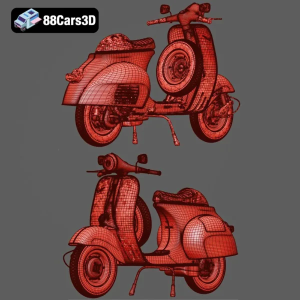 Vespa Cafe Racer 3D Model  Custom Scooter