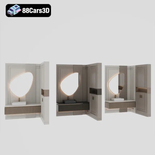 Bathroom Furniture Set 22 3D Model Stylish Bathroom Accessories for Rendering