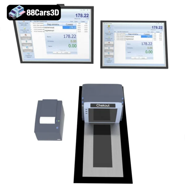 Supermarket Equipment 3D Model Shelving Carts & Display Units for Rendering