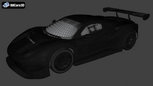 2Ferrari 488 GT3 Evo 3D Model wireframe Ferrari-488-GT3-Evo-3D-Model