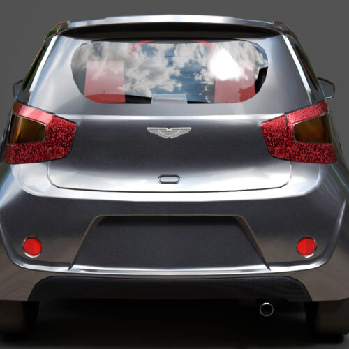 Sleek silver Aston Martin Cygnet front