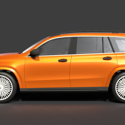 Luxury orange SUV with distinctive grille