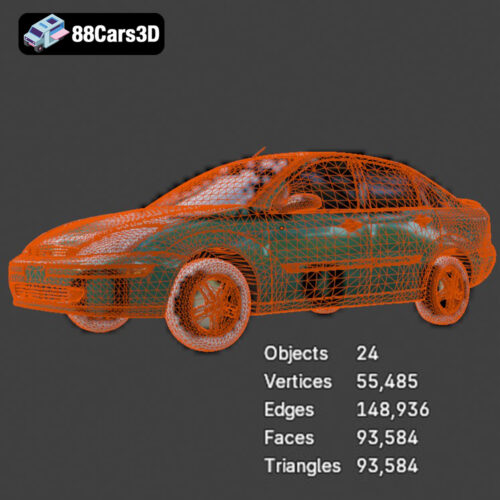 Ford Focus Sedan 2000-008 Ford Focus Sedan 2000 3D Model