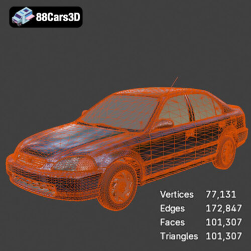 Honda Civic Sedan 1995-008 Honda Civic Sedan 1995 3D Model