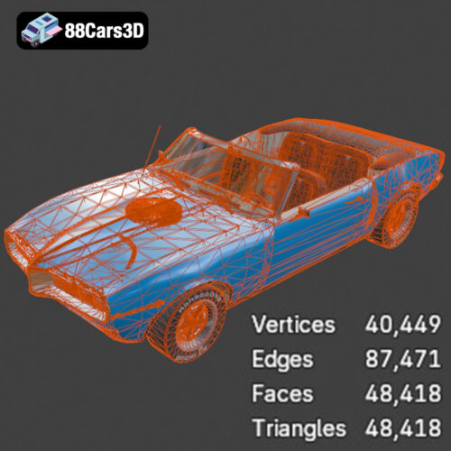 Pontiac Firebird Convertible 1968 3D Model - Gallery Image 7 Pontiac Firebird Convertible 1968 3D Model