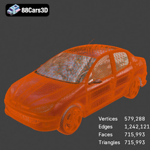 Peugeot 206 Sedan 2002 3D Model - Gallery Image 3 Peugeot 206 Sedan 2002 3D Model
