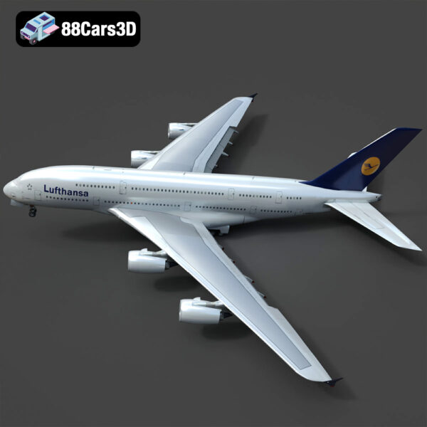 Airbus A380 Lufthansa Aircraft 3D Model - Main Image Airbus A380 Lufthansa Aircraft 3D Model