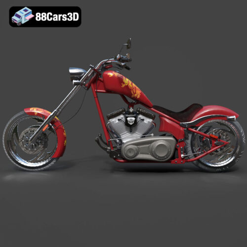 Custom Chopper 2007 Motorcycle 3D Model